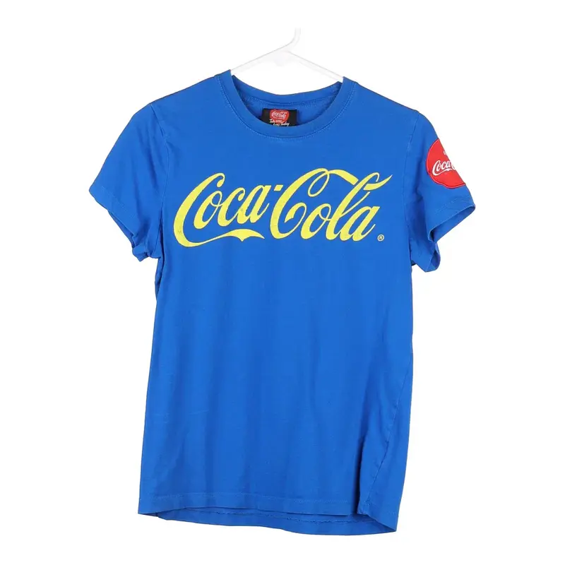 Coca-Cola Spellout T-Shirt - Small Blue Cotton