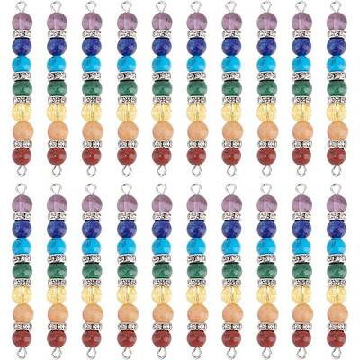 20Pcs Chakra Natural & Synthetic Gemstone Connector Charms