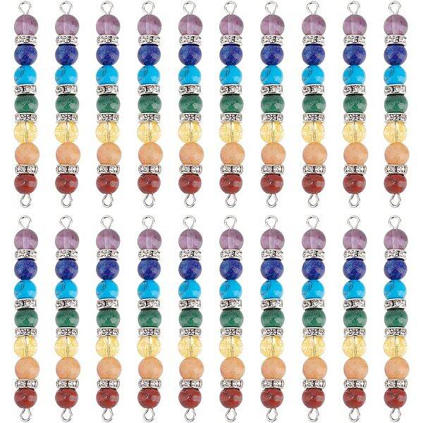 20Pcs Chakra Natural & Synthetic Gemstone Connector Charms