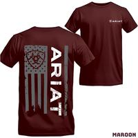 Ariat American Flag Logo T-Shirt - With Vertical Print Patriotic Design Ideal for Rodeo Fans and Western Style Lovers, Bold G...