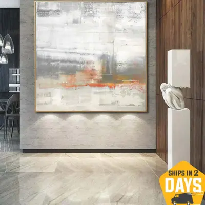 Beige Abstract Paintings On Canvas Original Culming Wall Art Handmade Painting Textured Oil Painting | AUTUMN 39.37"x39....