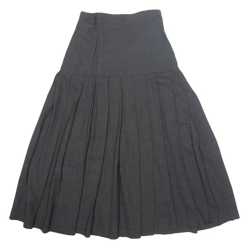 Womens Pleated Skirt Grey Long M