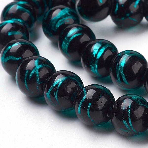 Handmade Silver Foil Lampwork Beads Strands