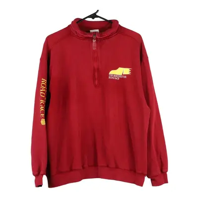 The Manchester Road Race Lee 1/4 Zip - Large Red Cotton