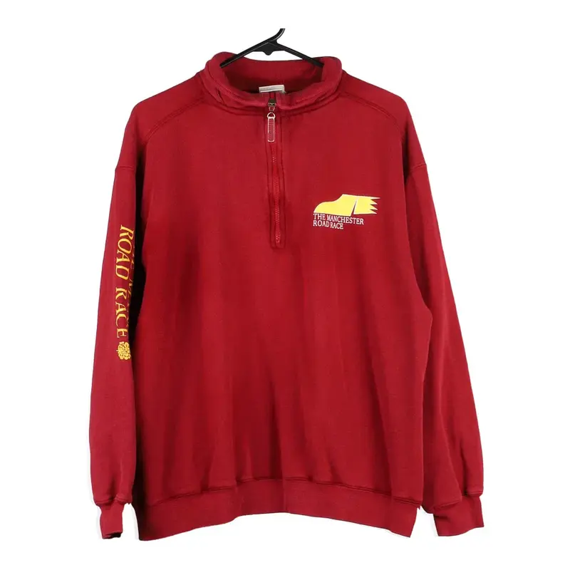 The Manchester Road Race Lee 1/4 Zip - Large Red Cotton