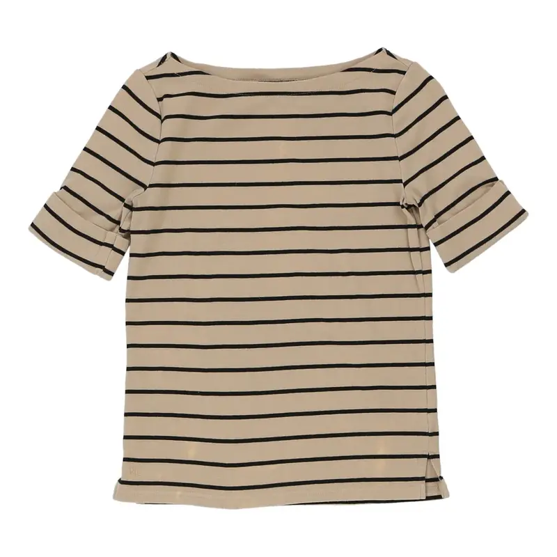 Lauren Ralph Lauren Striped T-Shirt - Small Beige Cotton | Size: small