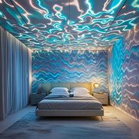 Wave Pattern LED Projector Lamp, USB Powered Creative LED Night Light with Remote Control, Novelty Lighting, Living Room, Hom...