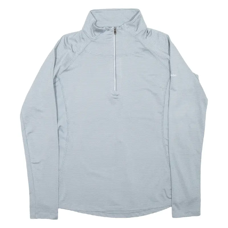 COLUMBIA Womens T-Shirt Grey Long Sleeve 1/4 Zip L