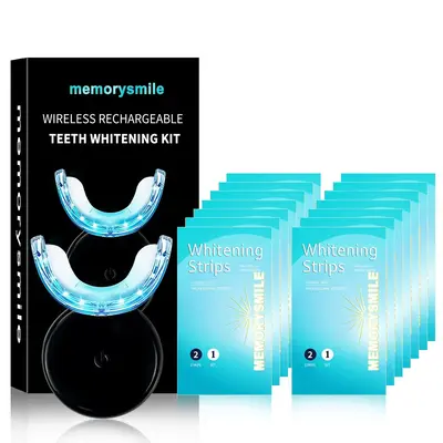 Summer Wireless Oral Teeth Cleaning Kit, Portable Teeth Brightening Machine with 14pcs Strips, Teeth Stains Removing Tools, D...