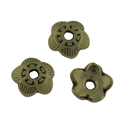 5-Petal Tibetan Style Alloy Bead Caps