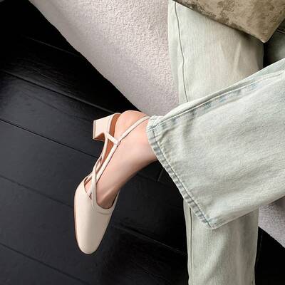 CHIKO Aila Square Toe Block Heels Slingback Shoes
