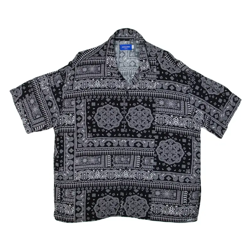 JACK & JONES Mens Shirt Black Paisley 2XL