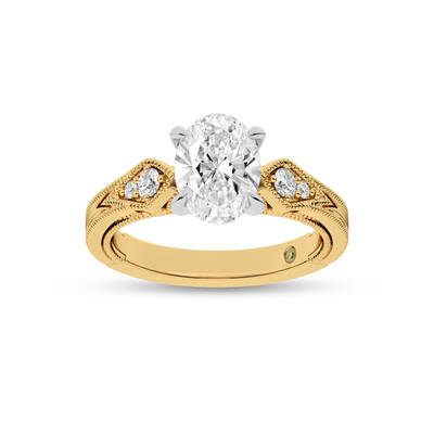Vesta Vintage Inspired Oval Lab Grown Diamond Engagement Ring | 18K Yellow Gold 2 1/4 CT. TW.