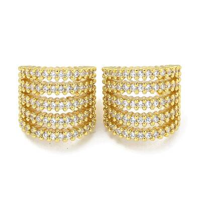 Brass Micro Pave Cubic Zirconia Cuff Earrings