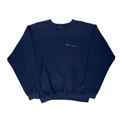 Champion Graphic Sweatshirt - Medium Blue Cotton Blend