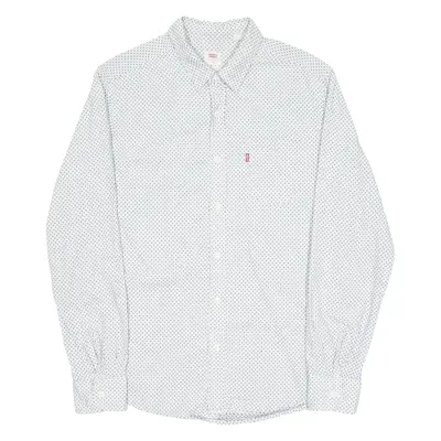 LEVI'S Mens Shirt White Crazy Pattern Long Sleeve M