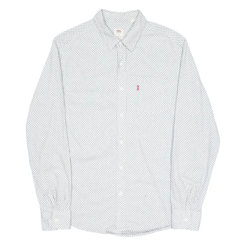 LEVI'S Mens Shirt White Crazy Pattern Long Sleeve M