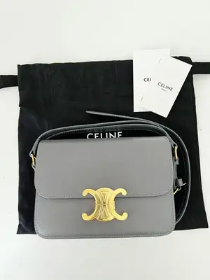 Pre-owned Celine Paris Leather Crossbody Bags Celine Teen Dark Gray