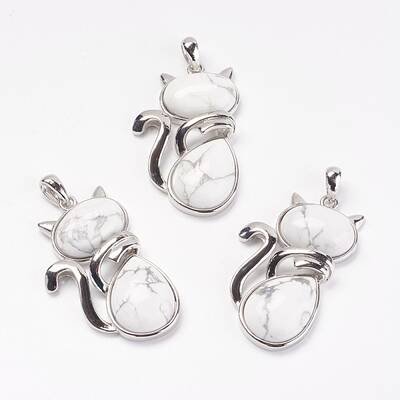 Natural Howlite Kitten Pendants