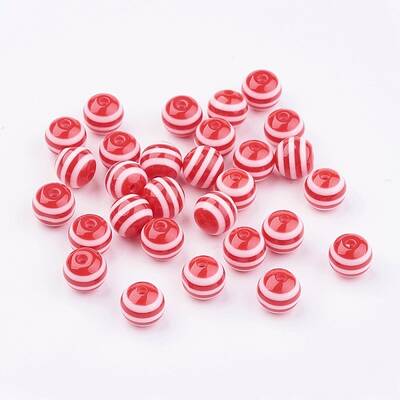 Round Striped Resin Beads