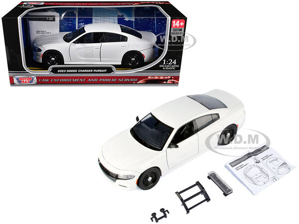 2023 Dodge Charger Pursuit Police Car White Custom Builders Kit - Law Enforcement and Public Service Series 1/24 Diecast Mode...