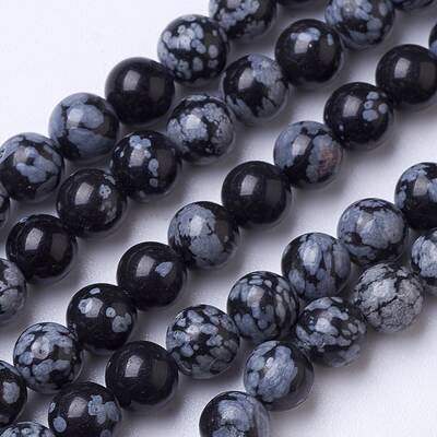 Natural Snowflake Obsidian Beads Strands