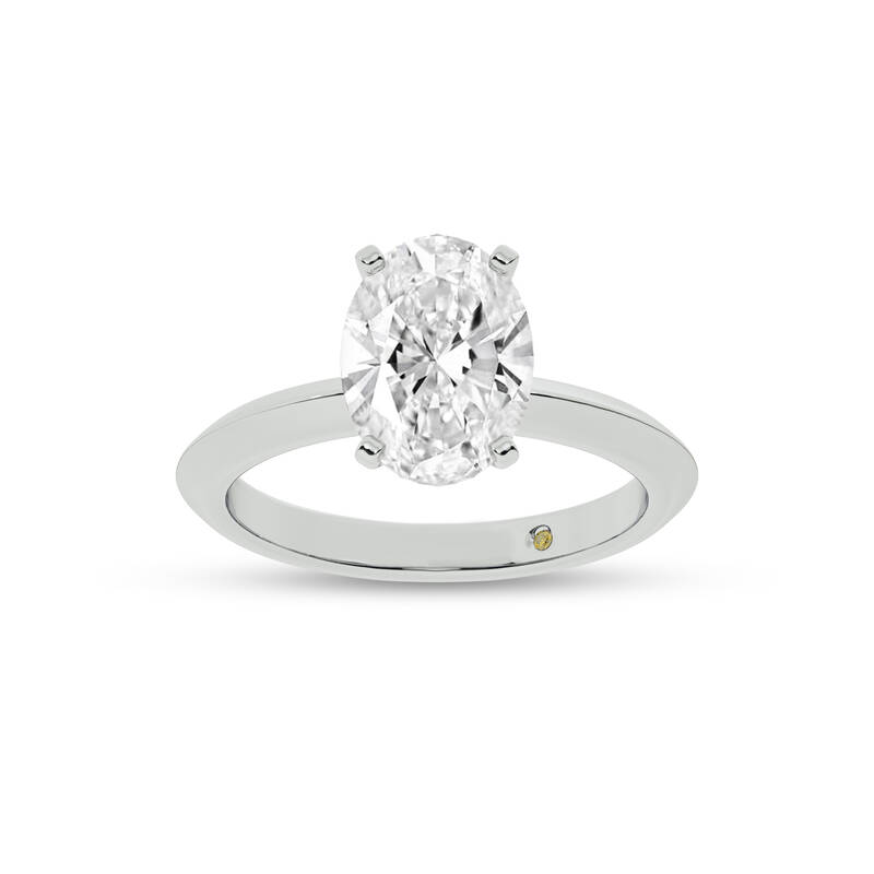 Prism Knife Edged Four Prong Oval Lab Grown Solitaire Diamond Ring | 14K White Gold 3 CT. TW.