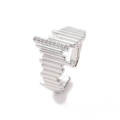 Clear Cubic Zirconia Irregular Open Cuff Ring