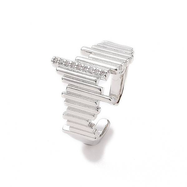Clear Cubic Zirconia Irregular Open Cuff Ring