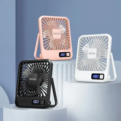 2000mAh Desk Fan,Battery Operated Fan,Portable Rechargeable USB Fan,180° Tilt Folding Personal Fan With Power Display, 5 Spe...