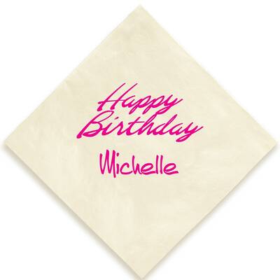 Happy Birthday Luxury Napkin - Full-Color Printed