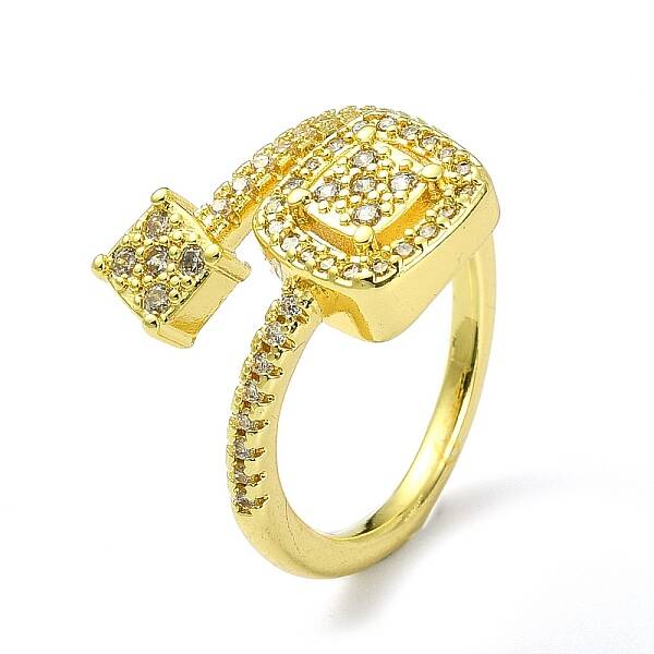 Brass with Cubic Zirconia Open Cuff Ring