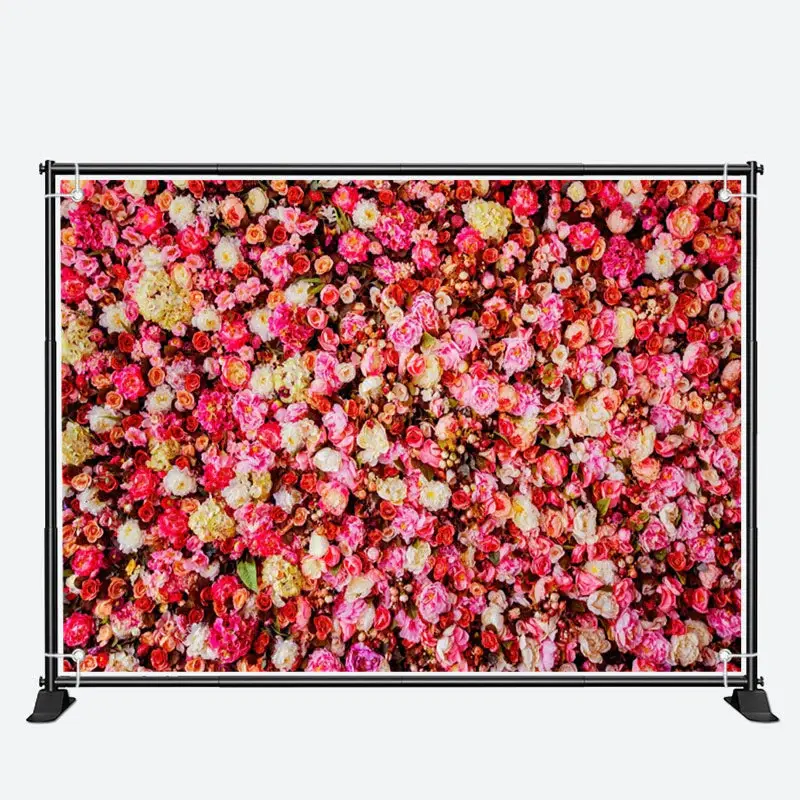 Colorful Flower Buds Floral Valentines Day Backdrop - Aperturee