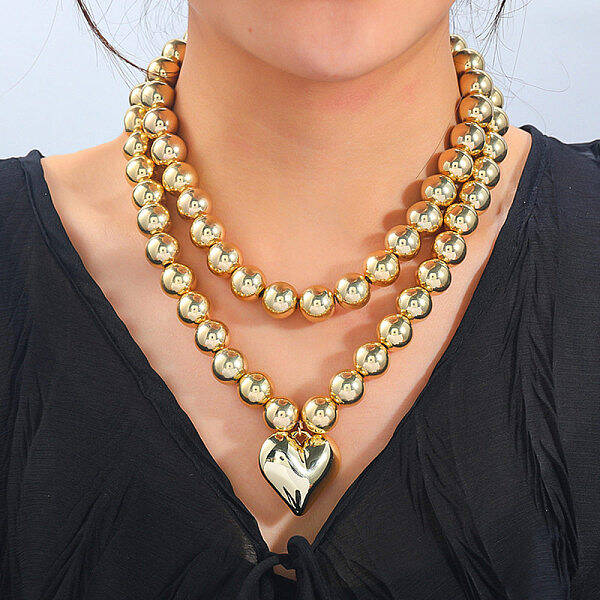 2Pcs 2 Styles Alloy Heart Pendant Necklaces Set