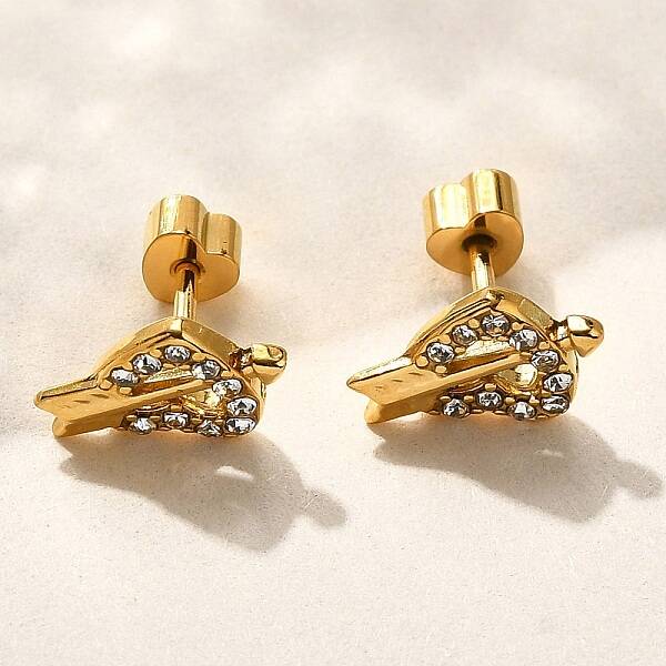 Ion Plating(IP) 304 Stainless Steel Heart Stud Earring