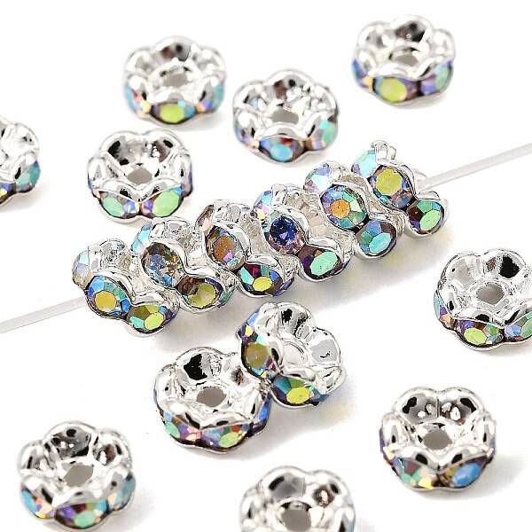 Brass Rhinestone Spacer Beads