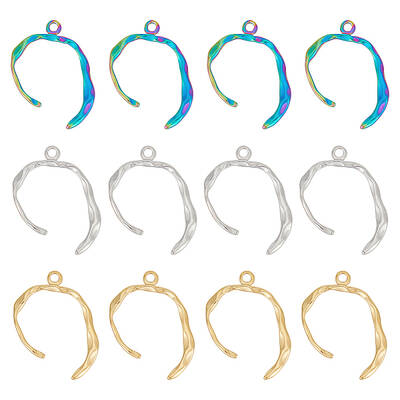 12Pcs 3 Colors 304 Stainless Steel Pendants