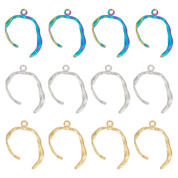 12Pcs 3 Colors 304 Stainless Steel Pendants