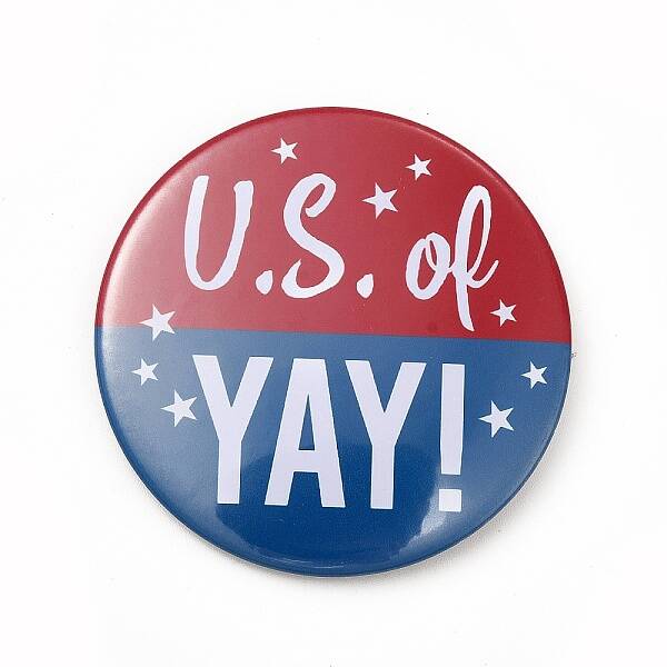 Independence Day Flat Round Tinplate Badge Pins