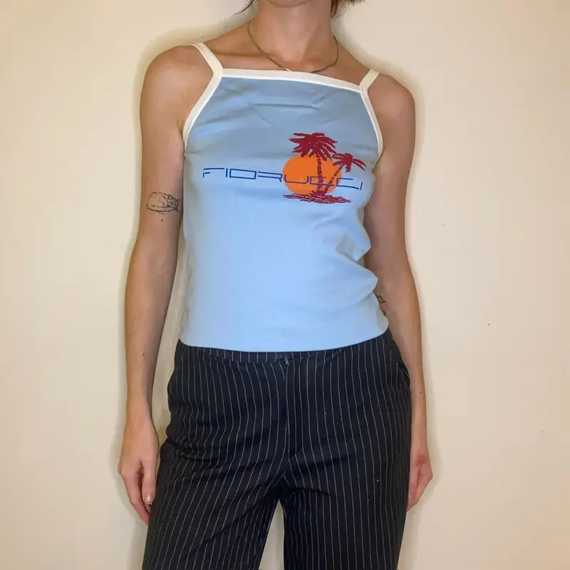 Fiorucci Graphic Vest - Large Blue Cotton