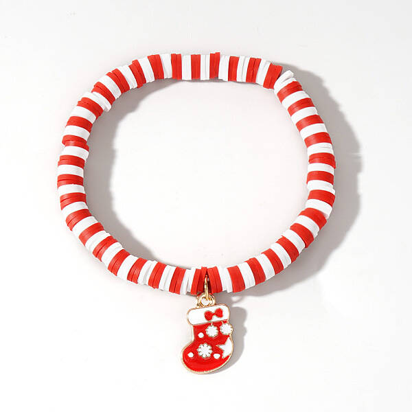 Elegant Christmas Handmade Polymer Clay Heishi Beaded Stretch Bracelets