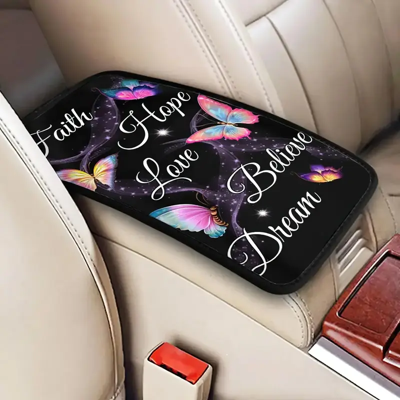 Fashion Butterfly Pattern Car Center Console Pad, Car Armrest Box Cover, Universal Car Interior Decoration Accessories for Mo...
