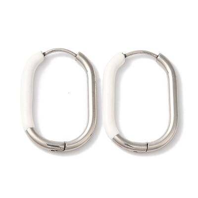 Oval Ion Plating(IP) 304 Stainless Steel Hoop Earrings for Women