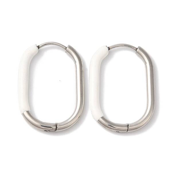 Oval Ion Plating(IP) 304 Stainless Steel Hoop Earrings for Women