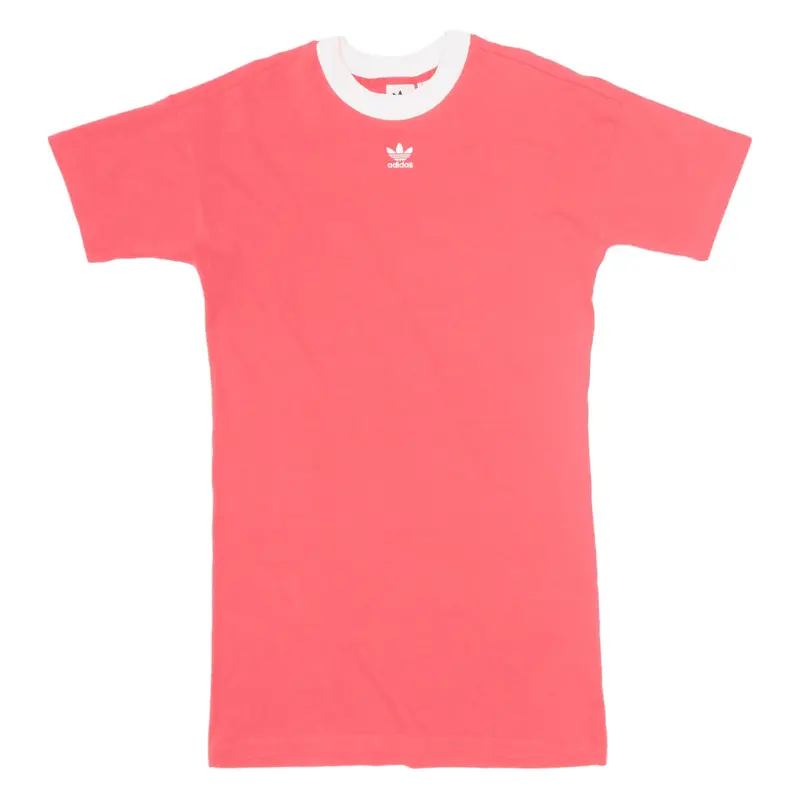 ADIDAS Oversized T-Shirt Dress Pink Short Sleeve Knee Length Womens UK 8