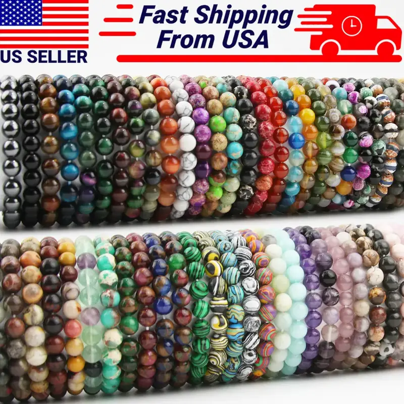 Handmade Stretchy Bracelet Mixed Natural Gemstone 8mm Round Beads Gift
