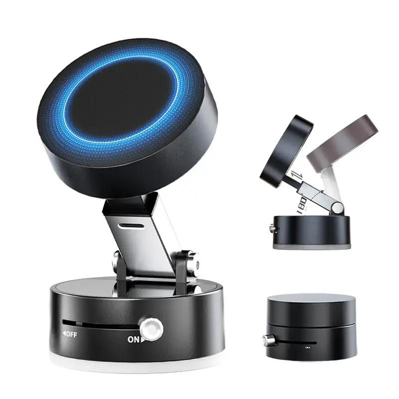 Multifunctional Vacuum Suction Phone Holder for Car - Foldable Double-Sided Magnetic Metal Mount for Safety Adjustable Bracke...