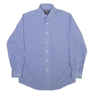 KIRKLAND Custom Fit Mens Shirt Blue Check Long Sleeve M