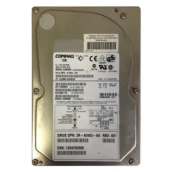 3R-A0403-AA HP 9.1GB Wide Ultra2 SCSI 10000 3.5-inch Hard Drive