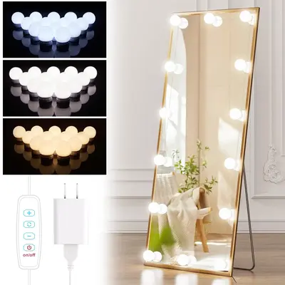 (Exculding Mirror )Brightown LED Vanity Lights Strip Kit with 14 Dimmable Light Bulbs for Full Body Length Makeup Mirror, Wal...